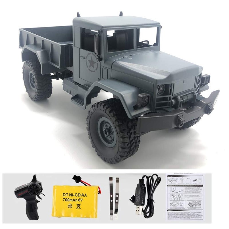 GracesDawn Gray 1/16 2.4G 4WD Off-Road RC Military Truck Rock Crawler Army Car (Model M35-A2) - Image 1
